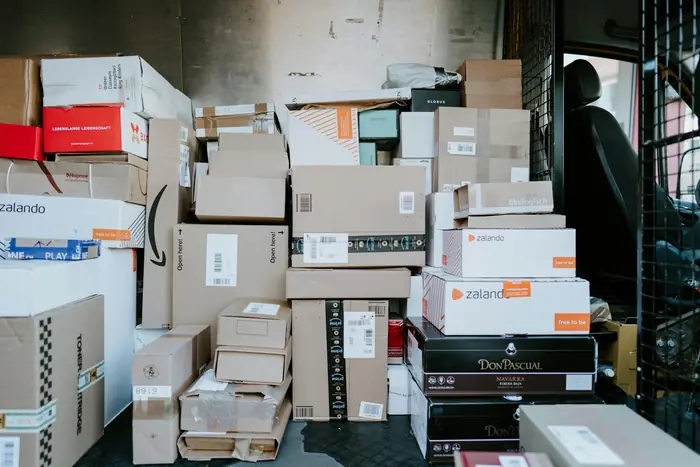 Stacks of parcels waiting for dispatch